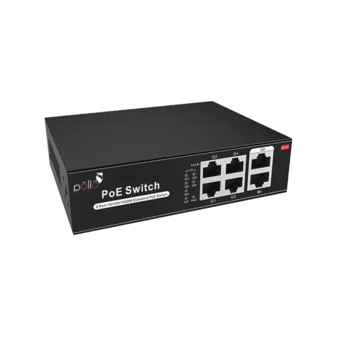 6-Port Gigabit PoE Network Switch (PLN 1104 GB) — Pollo Security, available from StrixLink Lahore