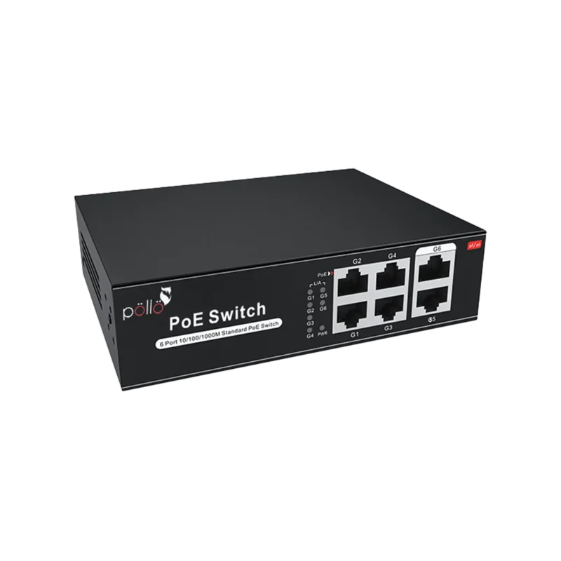 6-Port Gigabit PoE Network Switch (PLN 1104 GB) — Pollo Security, available from StrixLink Lahore