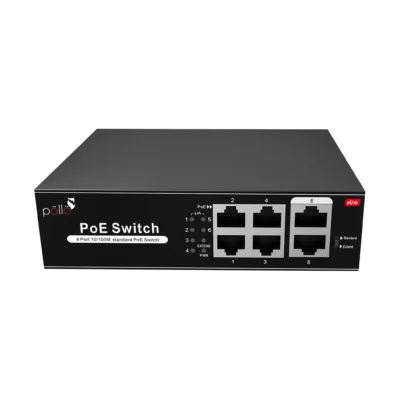 6-Port Megabit PoE Network Switch (PLN 1104 MB) — Pollo Security, available from StrixLink Lahore