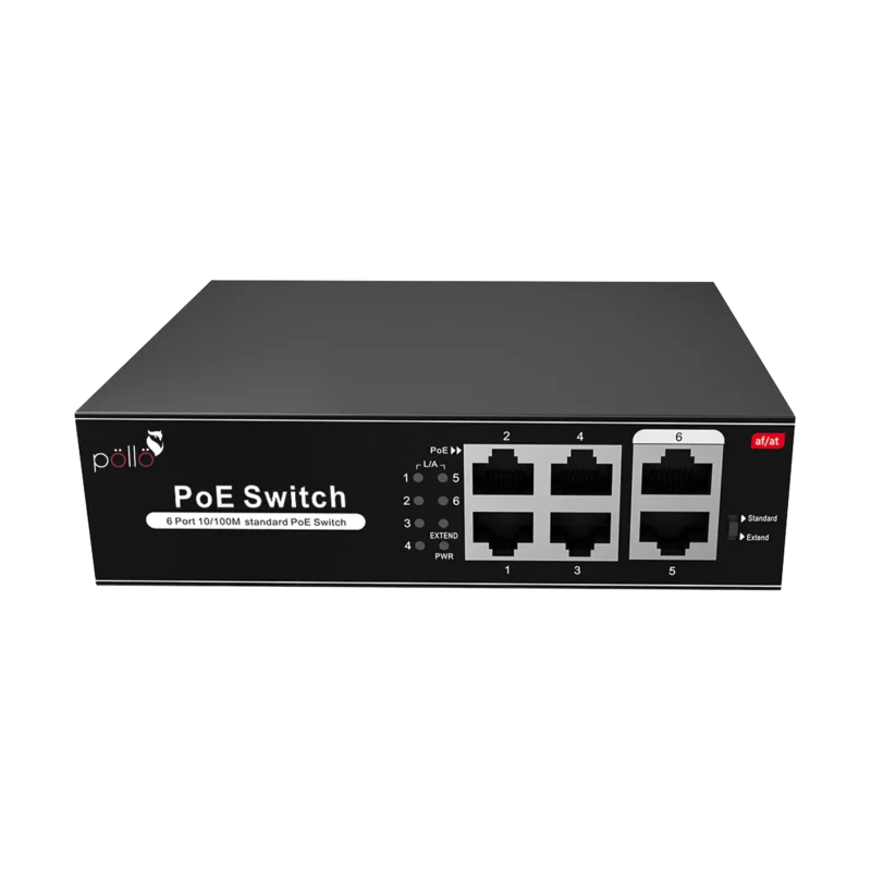 6-Port Megabit PoE Network Switch (PLN 1104 MB) — Pollo Security, available from StrixLink Lahore