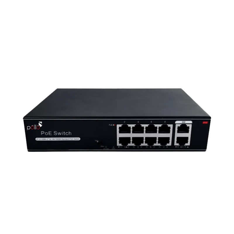 10-Port Megabit PoE Network Switch with Gigabit Uplink (PLN 1108 MGB) — Pollo Security, available from StrixLink Lahore