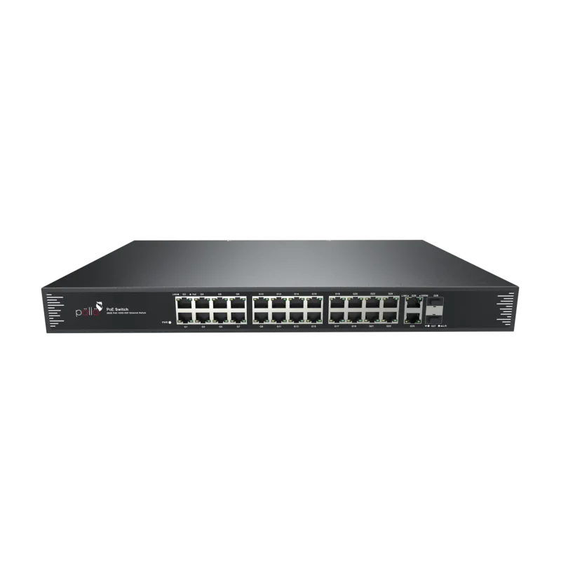 28-Port Gigabit PoE Network Switch with 2 SFP (PLN-1124GB-SFP) — Pollo Security, available from StrixLink Lahore