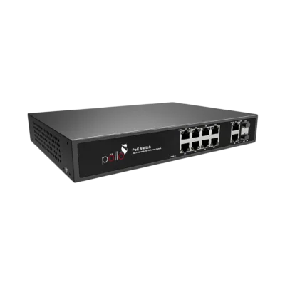 12-Port Megabit PoE Network Switch with Gigabit Uplink & 2 SFP (PLN-1108MGB-SFP) — Pollo Security, available from StrixLink Lahore