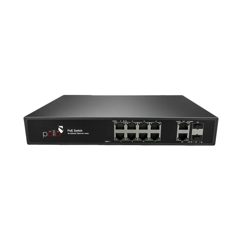 12-Port Megabit PoE Network Switch with Gigabit Uplink & 2 SFP (PLN-1108MGB-SFP) — product view 2